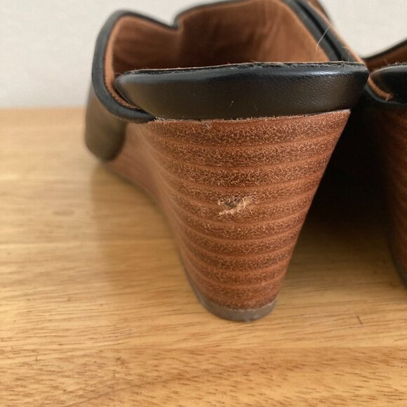 Franco Sarto Dublin Leather Wedge Sandals Heels Size 7.5 Slip On Open Toe - Picture 8 of 14